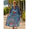 Plus Size Women's Print Bikini Sunblock Beach Holiday Cardigan Beach Cover Up