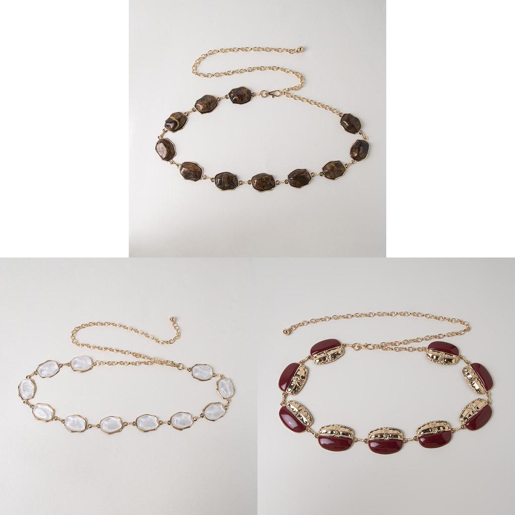 Elegante Catena Metallica per Vita Femminile con Decorazioni di Pietre Preziose per Accessorio Moda Estivo