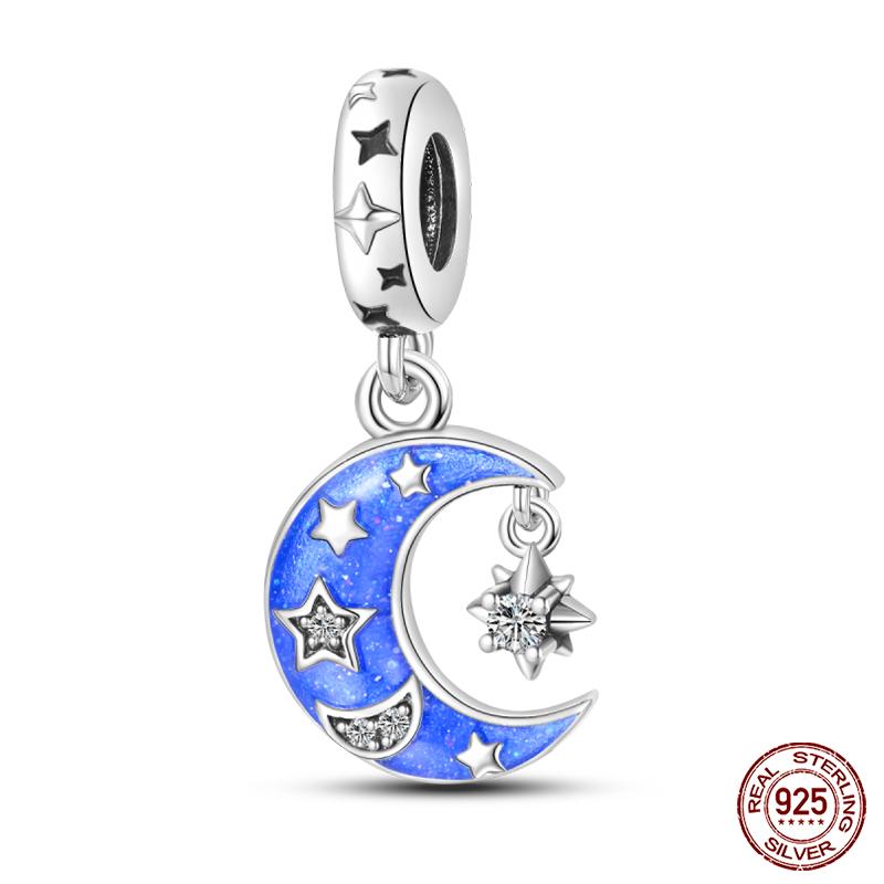 Fashion Copper Sparkling Zircon Star Moon Series Charms Beads Fit Qikaola Original Bracelets Diy Birthday Jewelry