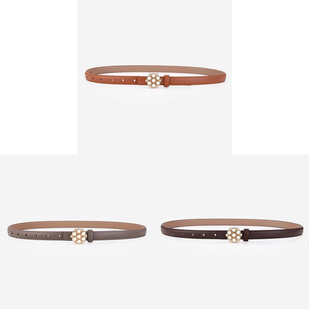 Genuine Leather Woman Belt With Rhinestones For Dress And Jeans Fashion Accessory