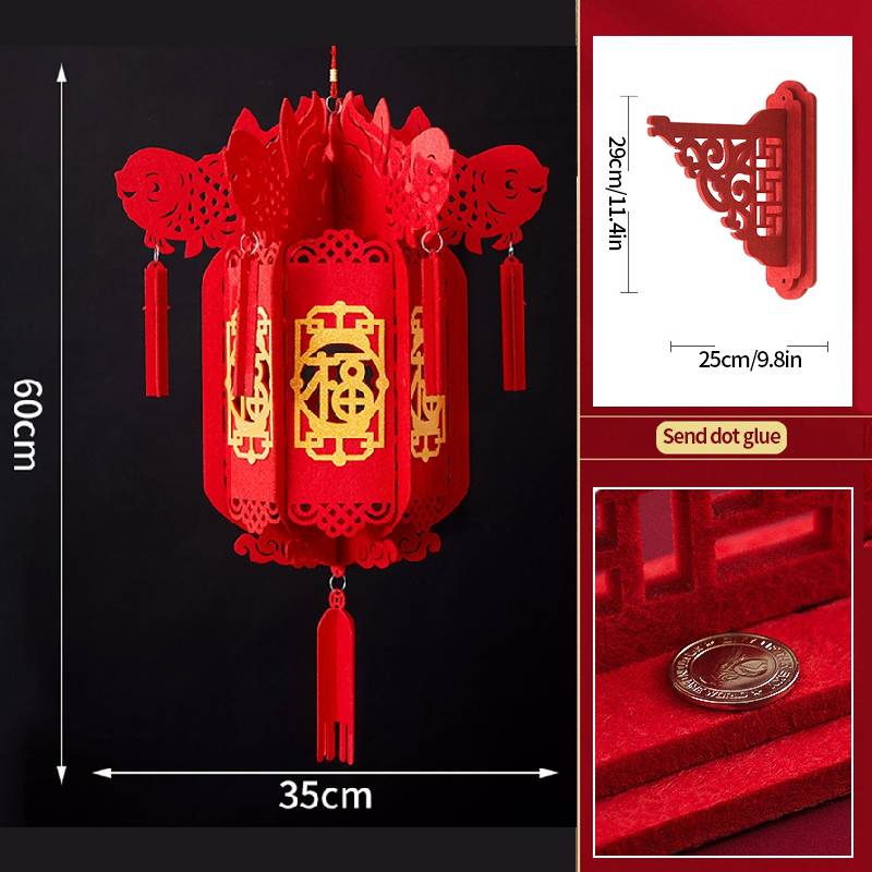 2Pcs Red Chinese Lanterns Chinese New Year Decorations Spring Festival Lantern Lucky Fu 3D Puzzle Lanterns Festival Celebration