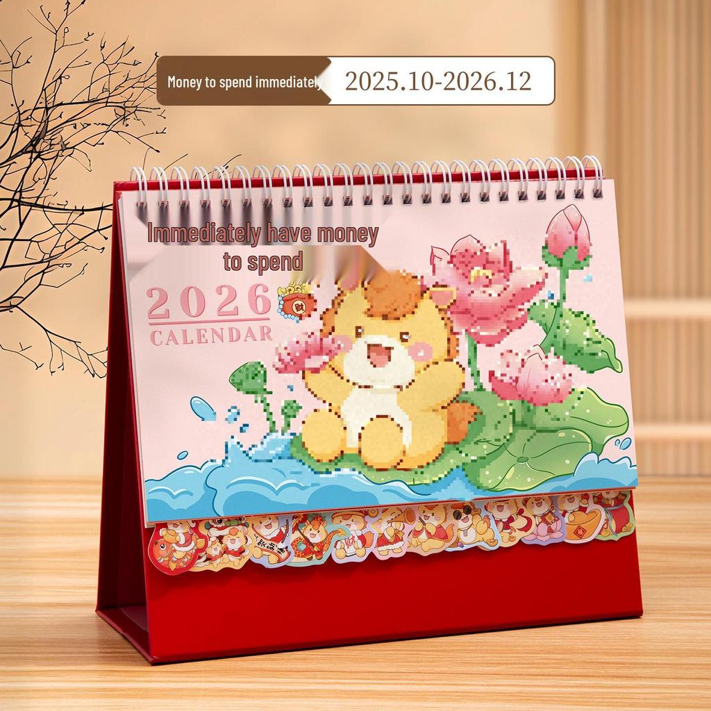 2026 Year of the Horse Cute Cartoon Desk Calendar - Simple Monthly Ins-Style Office Desktop Ornament