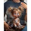 Summer Women's 3D Printed Crew Neck T-Shirt Fashion Versatile Trend Breathable Casual