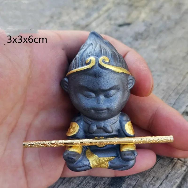 

1PCS Handmade Purple Clay Monkey King Figurine Car Ornament Creative Tea Play tea Pets Boutique Tea Table decoration Crafts