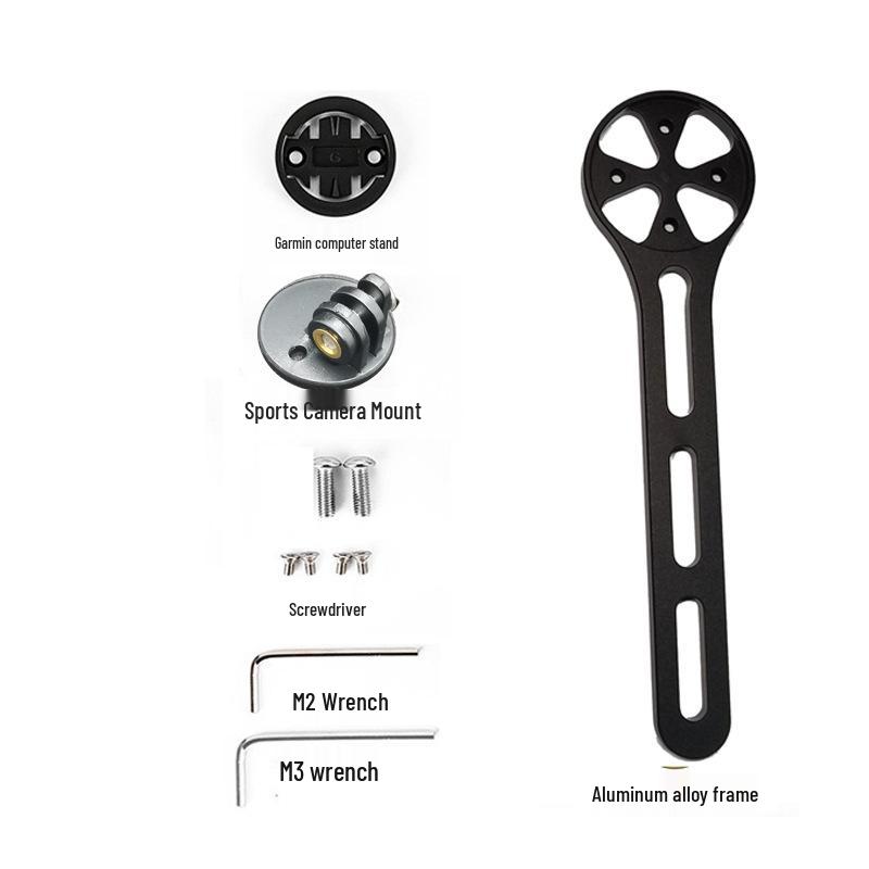 Aluminum Alloy Cycling Speedometer & Camera/Light Extension Mount for Road & Mountain Bikes As shown