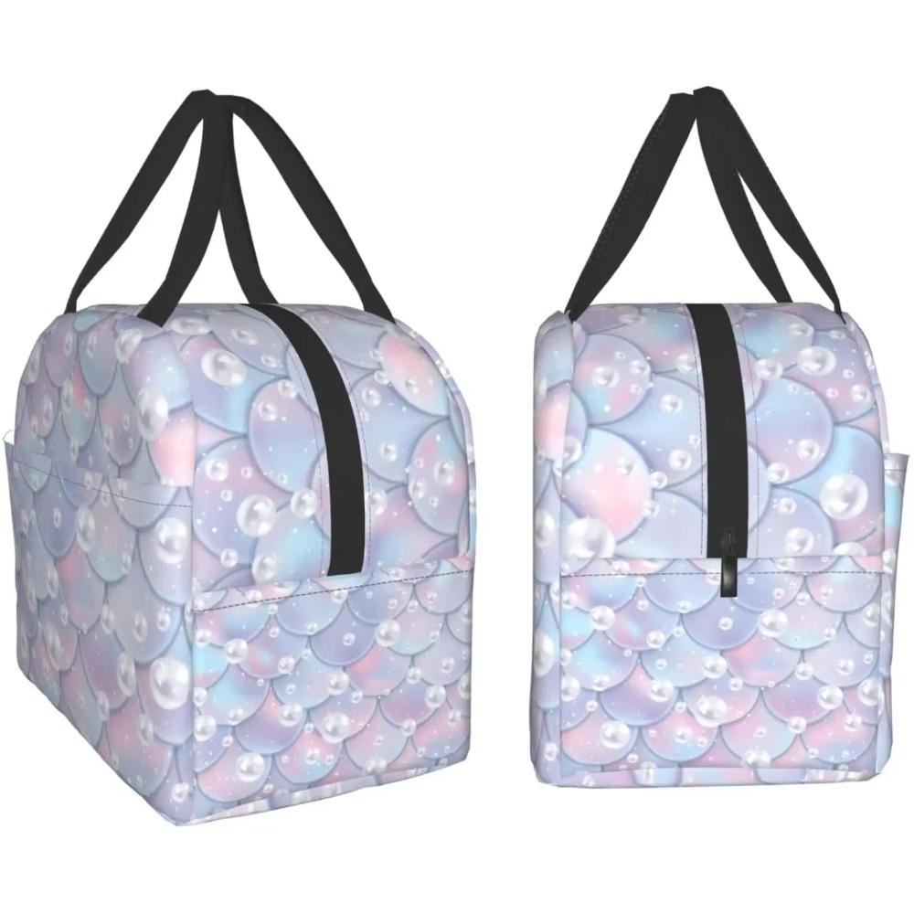 Ozean Meerjungfrau Schuppen Isolierte Lunchtasche für Frauen Auslaufsichere Thermische Lunchbox für Mädchen Kinder Kühltasche Wiederverwendbare Bento Tragetasche