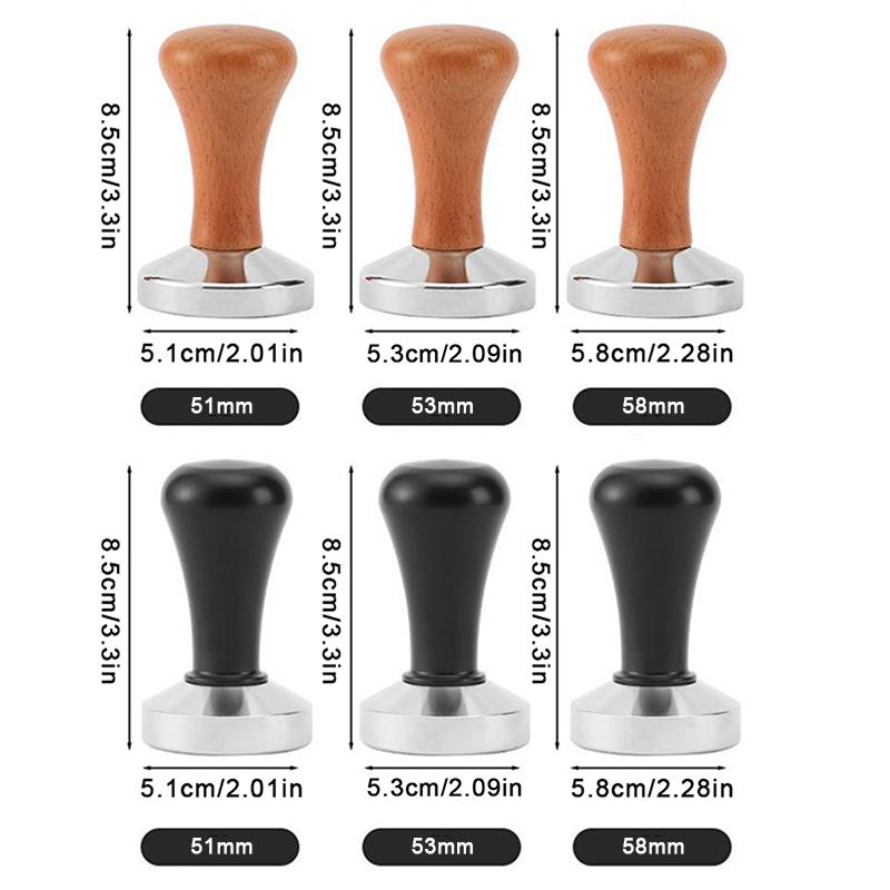 Coffee Powder Press 51/53/58mm Wooden Handle With Stainless Steel Base For Concentrated Espresso Durable Kitchen