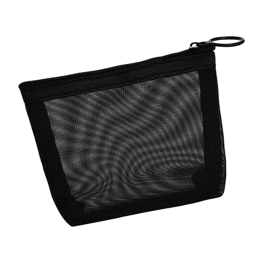 Trousse de maquillage en maille grande capacité avec fermeture, pochette de voyage pour produits cosmétiques, organisateur de toilette en maille