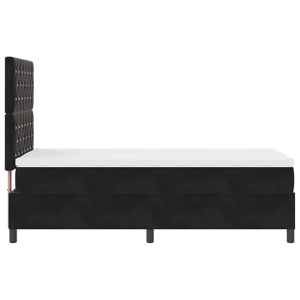 Box Spring Bed with Mattress Black 90 X 200 Cm Velvet