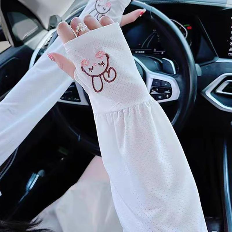Summer Ice Silk Sun Protection Sleeves Outdoor Driving Uv Protection Rabbit Ice Sleeves Women'S Loose Arm Protection Sleeves