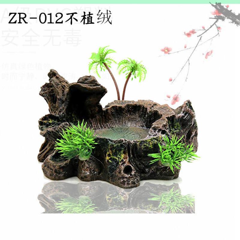 Reptilienfutter Futternapf Wasserschale Künstlicher Baumstamm Moos Dekor für Schildkröte Eidechse Gecko Schlange