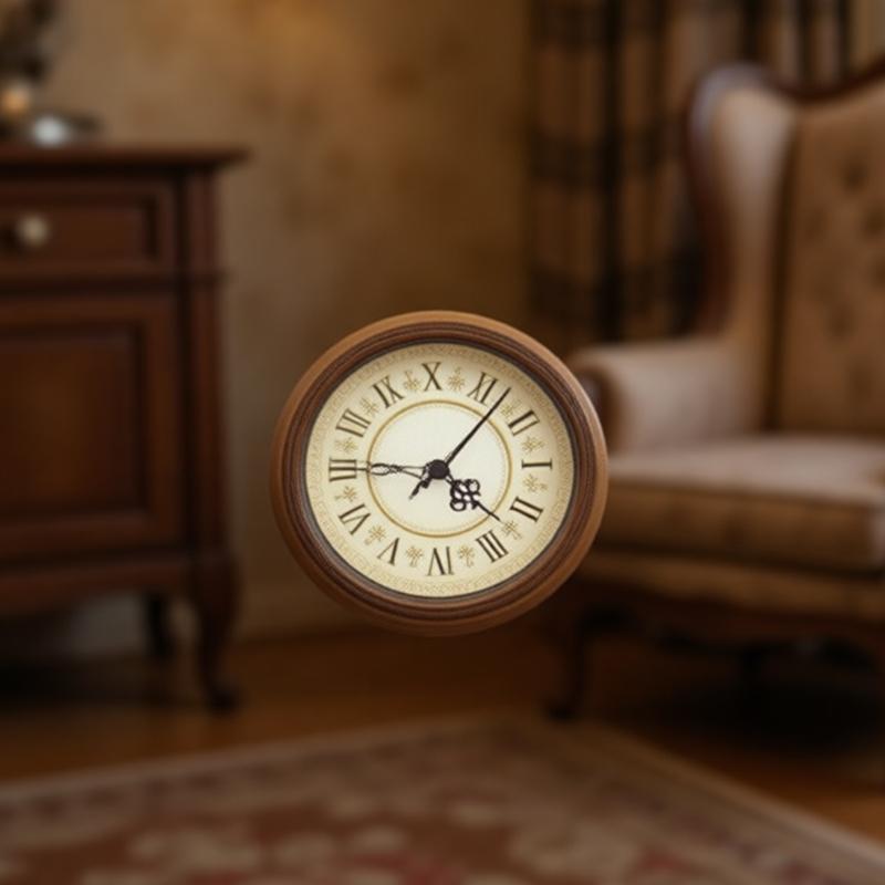 Portable Miniature Retro European Wall Clock For Dollhouses Use ABS Lightweight Design