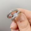 Full Diamond Round Simulation Diamond Set Ring Girl, Engagement Ring, Wedding Memorial Ring