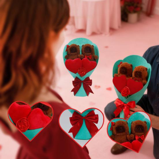 Yousheng Valentine's Day Plush Bouquet Cute Plush Doll Stress Relief Toy Soft Stuffed Animal for Kids Birthday Gift Home Decor And Companionship