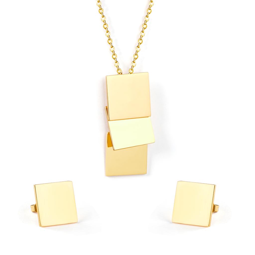 Geometric Round Steel Bead Earrings And Necklace Set Fashion Women Jewelry