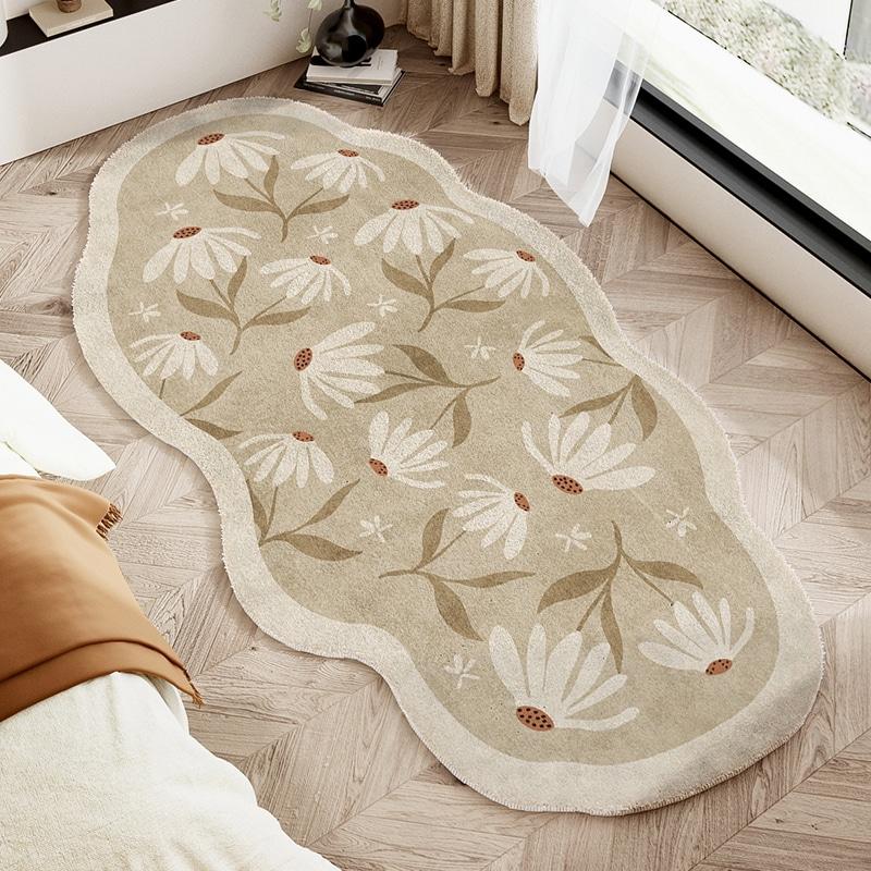 Cream Style Carpets for Living Room Irregular Shapes Bedroom Decor Carpet Thicken Plush Bedside Floor Mat Fluffy Soft Lounge Rug