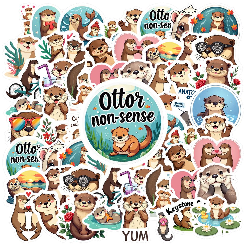 35pcs Otter Graffiti Stickers Cartoon Cute Otters Sticker Funny Waterproof Graffiti Decals Diy Laptop Phone Luggage Diary