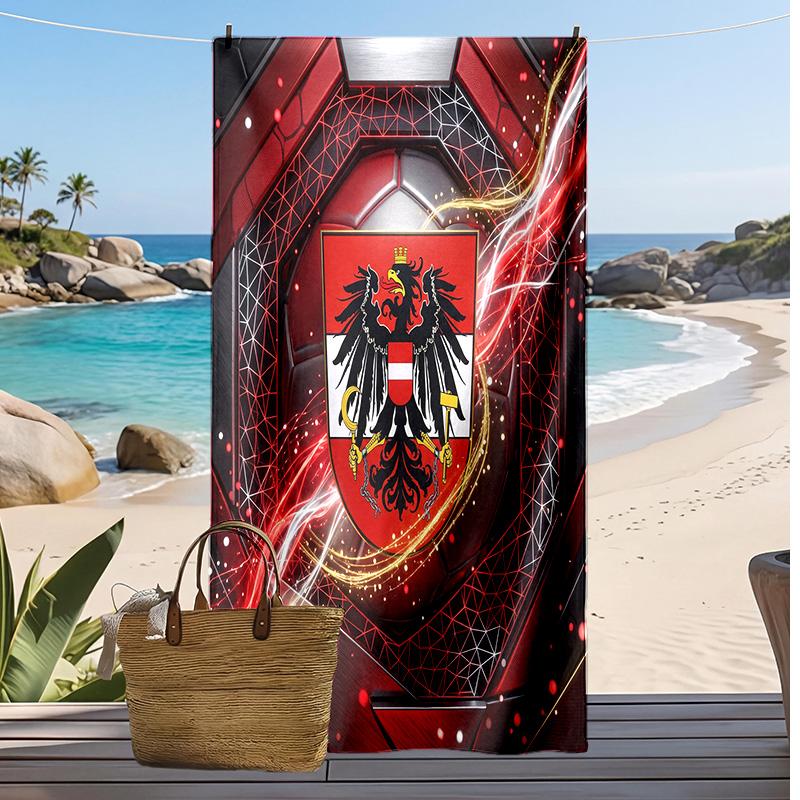 Österreich Fußball Druck Strandtuch Schnelltrocknend Super Saugfähig Weiches Badetuch zum Schwimmen Strand Reisen Fan Souvenir Geschenk