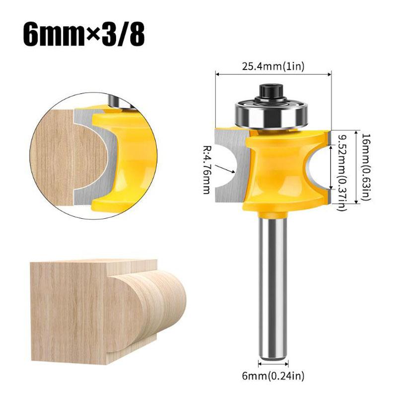 6mm Shank 1/4inch Shank Half Round Bit Convex Edging Bits for Wood End Mill Woodworking Tool Industrial Grade Milling Cutter