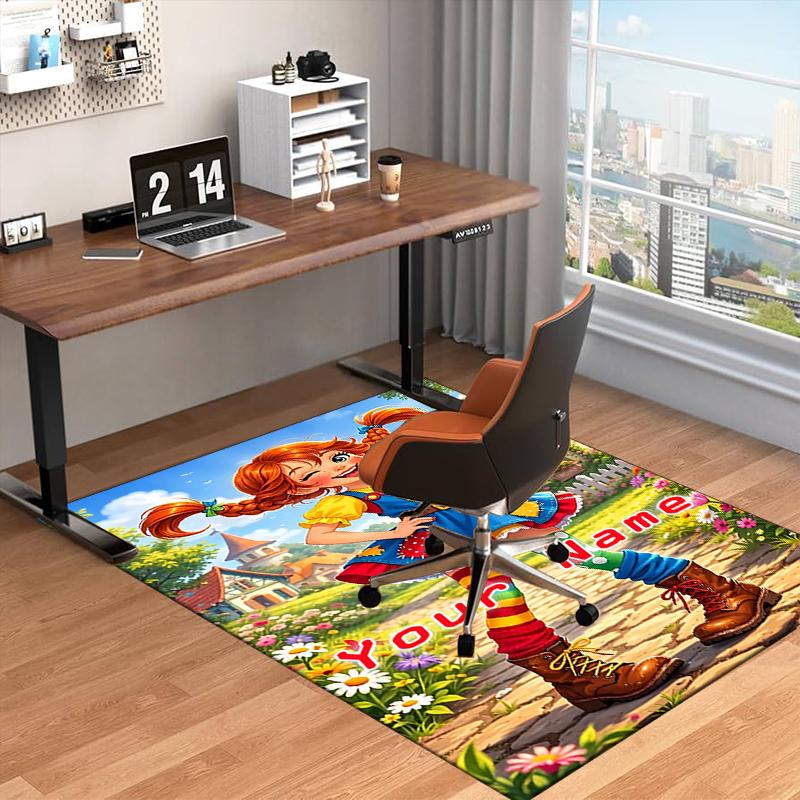1PC Custom Name Girl In Rainbow Outfit Theme Floor Mat Ideal for Living Room, Game Rooms, Office, Bedroom,Floor Mat Playful Design10