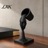 Surrealist Art Piece Abstract Human Face Sculpture, Surrealism Artistic Statue, 3D Printed Desktop Sculpture Modern Black Floating Bucket Figurine for