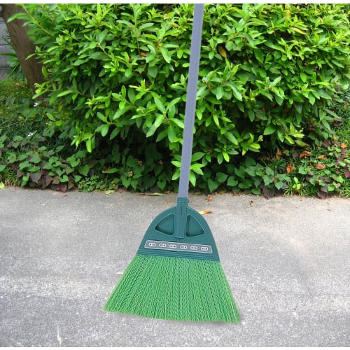 Azuma Industrial Synthetic Fiber Broom with Long Handle B, Steel Handle, Water-Resistant, Durable, and Resilient Resin Broom for Cleaning Roads, Parki