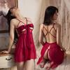 Xiaohongshu Influencer Style See-Through Mesh Camisole Nightgown with Bow