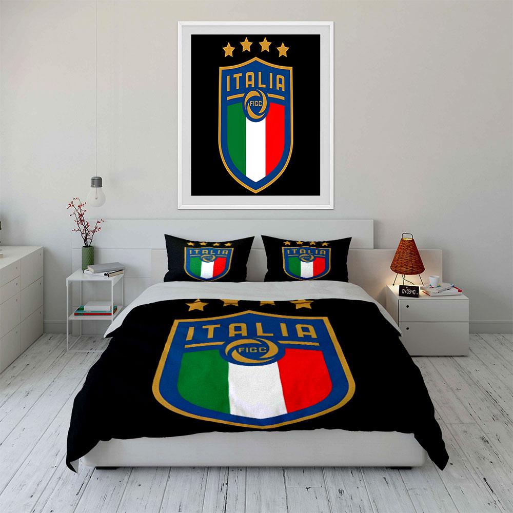Conception de l'écusson de football de l'Italie. Ensembles de literie Ensembles de housses de couette Housses de couette Taies d'oreiller(1 * Housse de couette 2 * Taies d'oreiller sans couette)