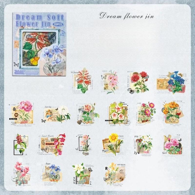 20pcs Kawaii Stationery Stickers First Encounter with Flower Language Diary Decorative Stickers Scrapbooking Craft Stickers