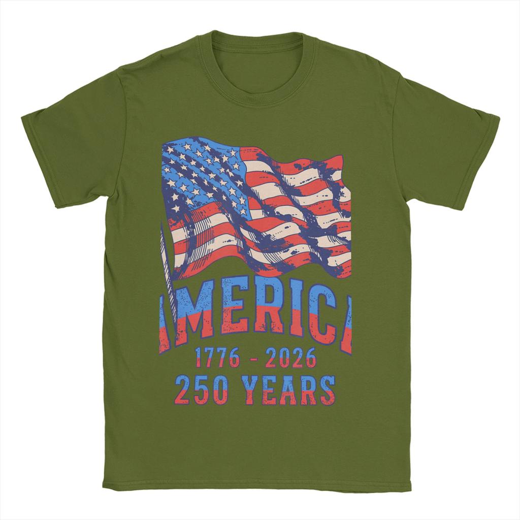 Anniversary USA TShirt for Unisex Fashion Cotton Tee Shirt Crewneck Short Sleeve T Shirt Big Size Clothing