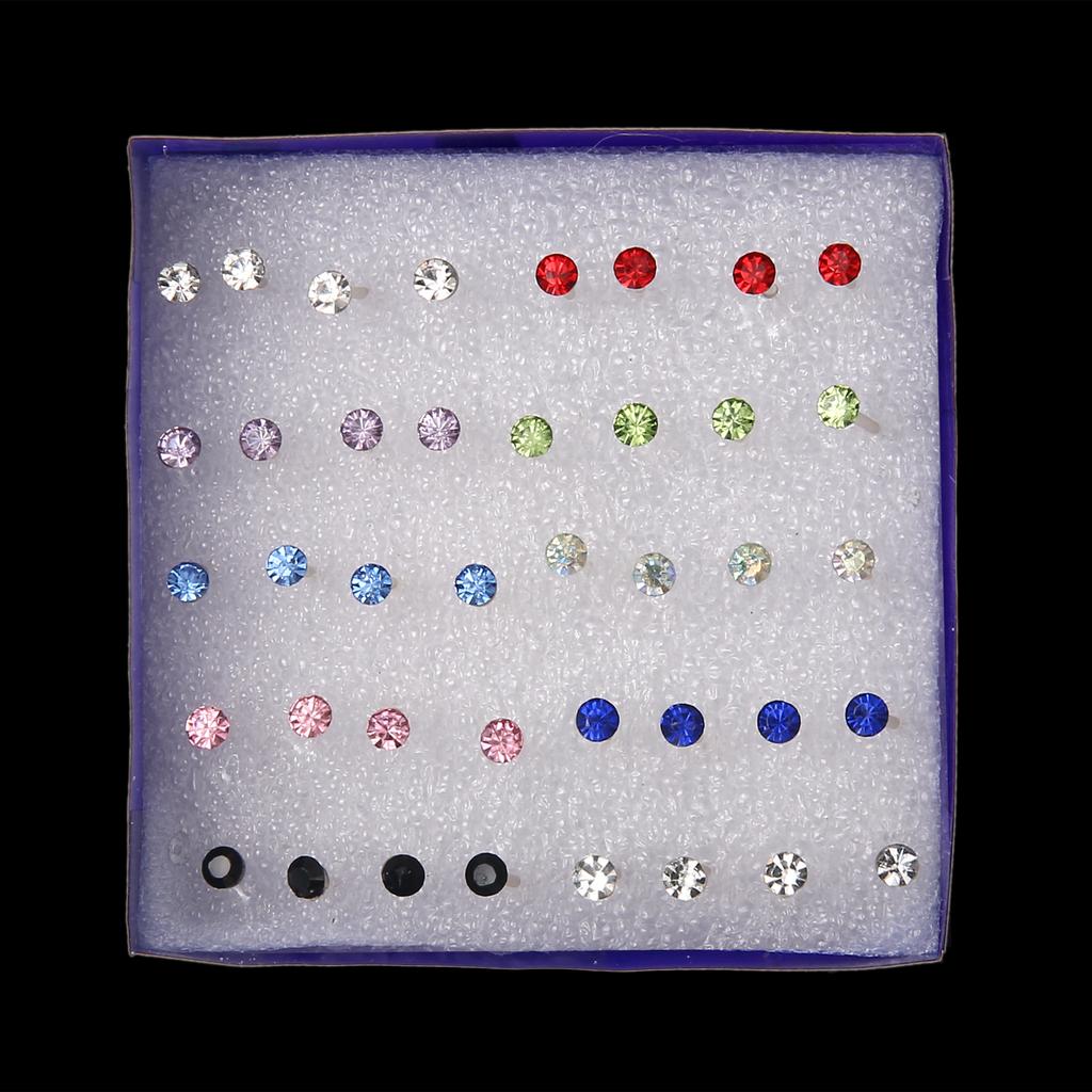 20 Paar/Set Damen Mädchen Strass Kristall Ohrstecker Ohrringe Gemischte Stile Runde Kleine Ohrringe Sets Party Schmuck Geschenk 2 3 4 5mm