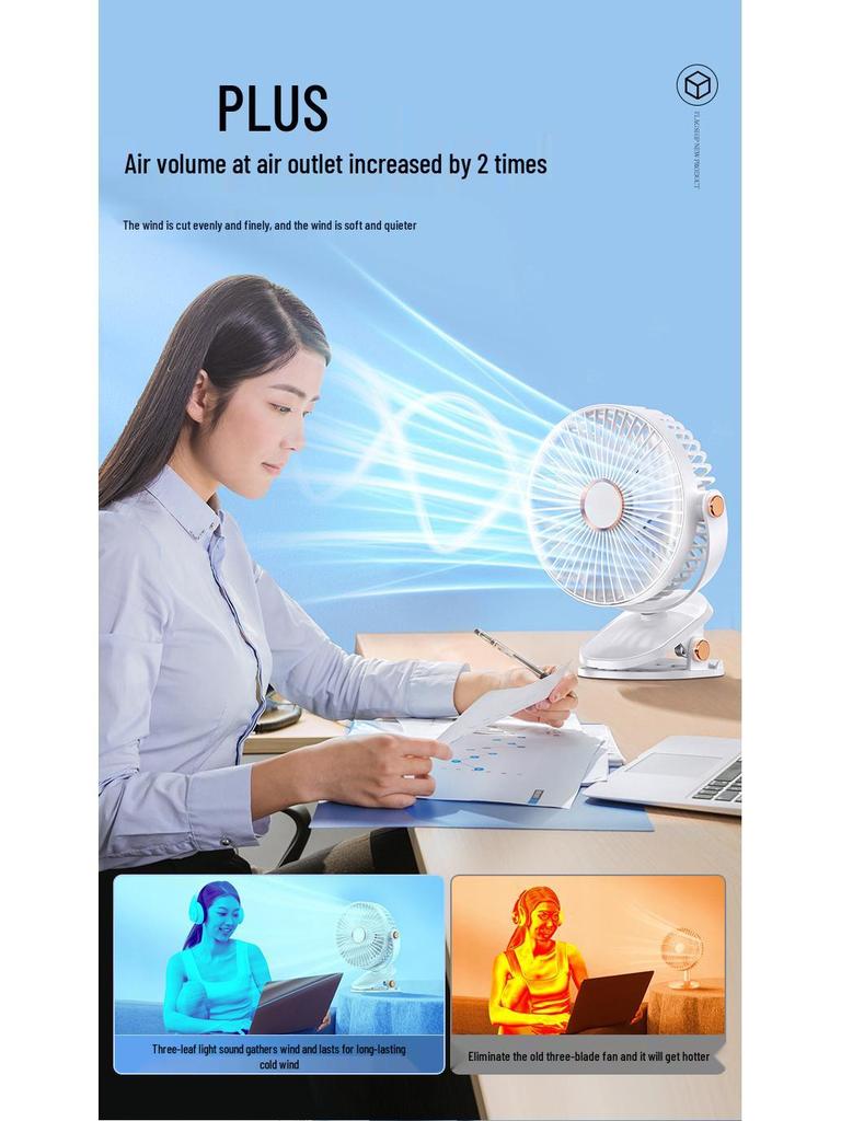 6-Inch Dual-Purpose Clip & Wall-Mount Silent USB Fan with Night Light