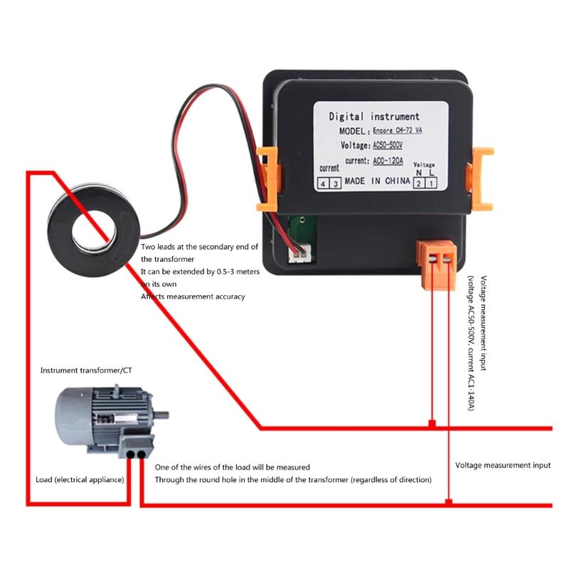 2in1 AC50-500V AC1-120A Voltmeter Amperemeter LED-Anzeige Ampere-Volt-Meter-Detektor Digitaler Spannungsstrom-Messgerät Tester Messgerät