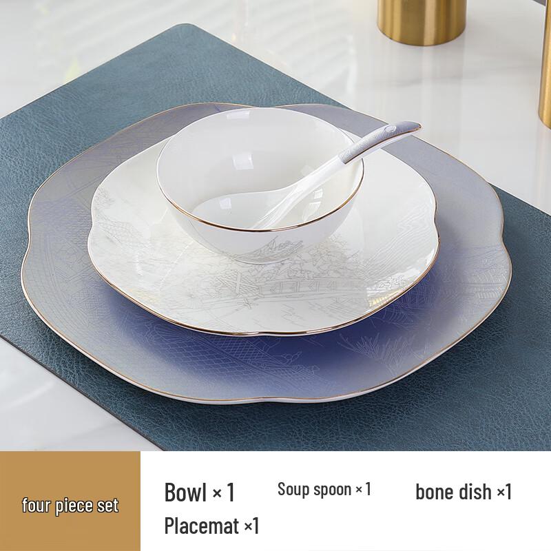 Ruyi Gold-Rimmed Ceramic Dinnerware Set