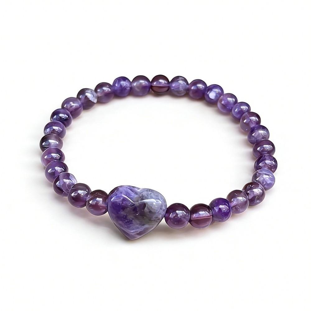 Natural Stone Beaded Bracelet Heart Couple Bracelet Elegant Strand Bracelets  Women Lovers