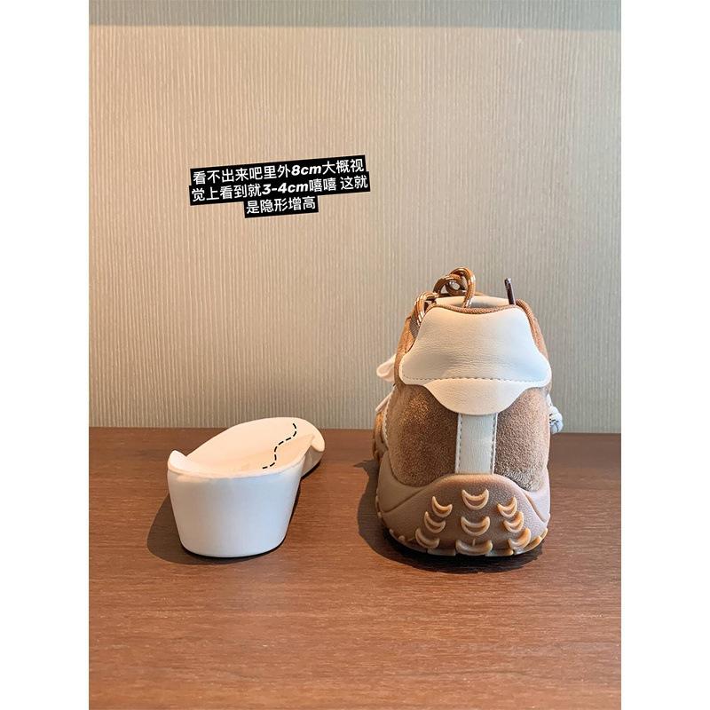 Cowhide~ Grape mother new color, 8cm inner height increase crescent thick-soled mandarin duck shoelaces sports and leisure shoes women's training shoe