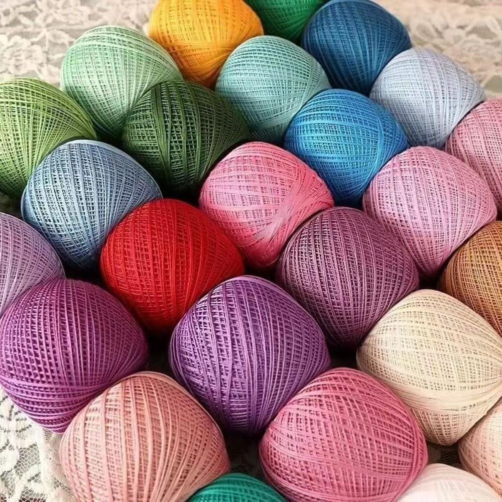 50g/Ball Size 6 Lace Thread Pure Cotton Strong Twisted Embroidery Thread Thin Thread Needlework Sewing Supplies DIY Crochet