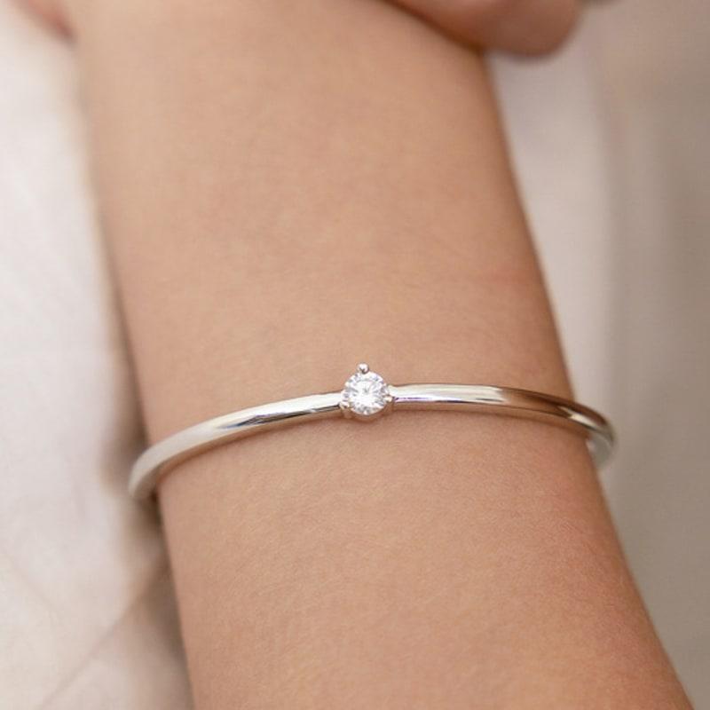 

TATIANA (Silver 925) Solo Cubic Open Bangle BR2197 Original Rhodium_SMALL