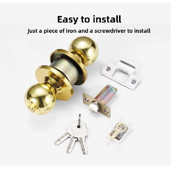 Stainless Steel round Ball Door Knobs Passage Entrance Lock Handle for Bedrooms Living Rooms Hardware Accessories