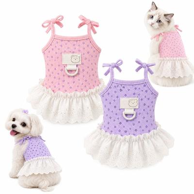 Floral Pattern Pet Princess Skirt Lace Design Cat Summer Dress Cute Pet Clothing  For Small Dogs