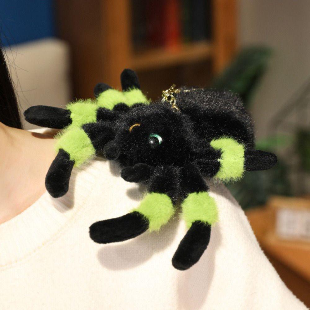 Simulation Colored Eye Spider Plush Pendant Fluffy Spider Plush Keychain Birthday Parties