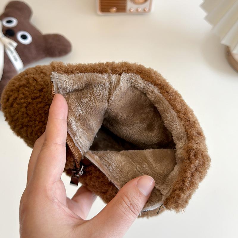 Children's Fur-Lined Snow Boots - Warm Velvet Winter Short Boots for Girls