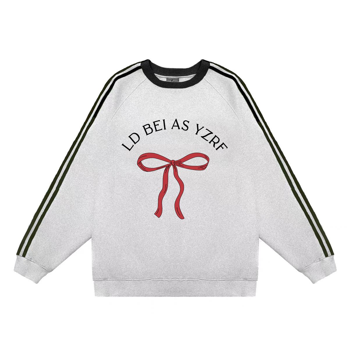 Women s Retro Three-Stripe Crew Neck Sweatshirt - Black AutumnWinter Loose Fit 2XL suitable for 140-165 jin 3669₽