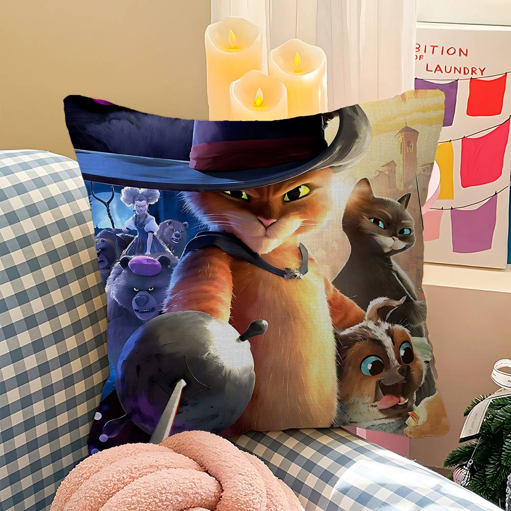 Anime Fantasia Comédia Capa de Almofada P-Gato de Botas Capa de Almofada de Sofá Decoração de Quarto em Casa Presente para Crianças