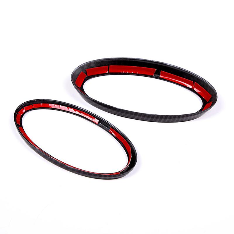 Black Carbon Fiber Texture ABS Car Exterior Front & Rear Emblem Badge Ring Cover Trim Kit Fit for Subaru XV New
