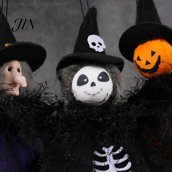 Halloween Party Decoration Witch Doll Decoration, Spooky Ghost Pumpkin Hanging with Gauze Skirt for Indoor Outdoor Decor Seasonal Ornament