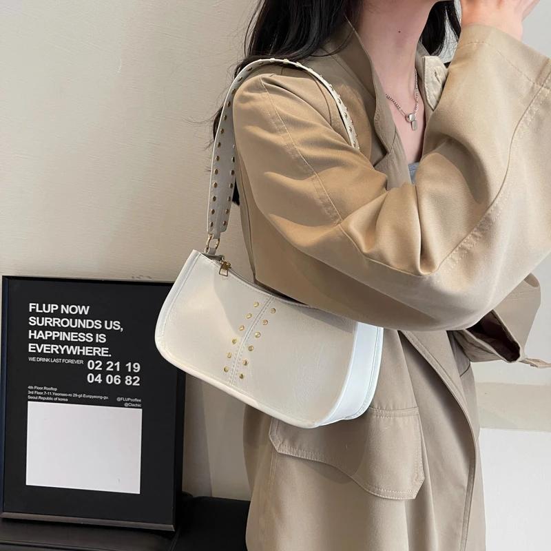 תיק כתף נשים PU קז'ואלי מסוג לחמנייה באיכות גבוהה עם כיסי רוכסן פנימיים