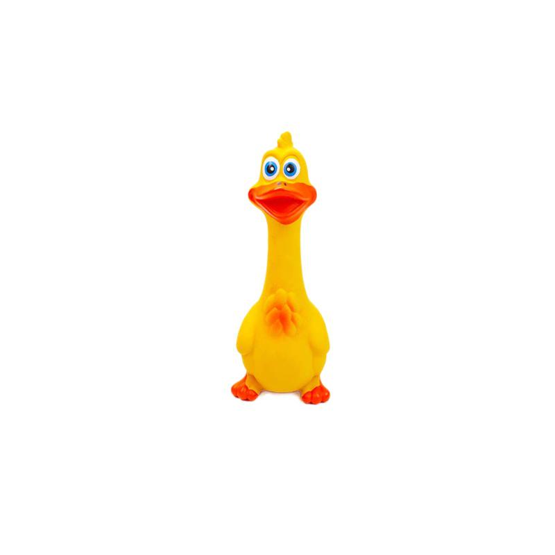 Bite-Resistant Latex Squeaky Dog Toy - Standing Chicken or Big-Mouthed Duck Teething Toy.