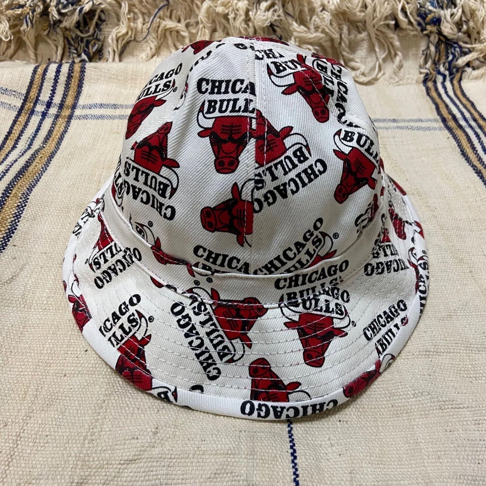 Used CHICAGO BULLS Chicago Bulls bucket hat bucket hat hat American casual all over pattern MADEinUSA American large