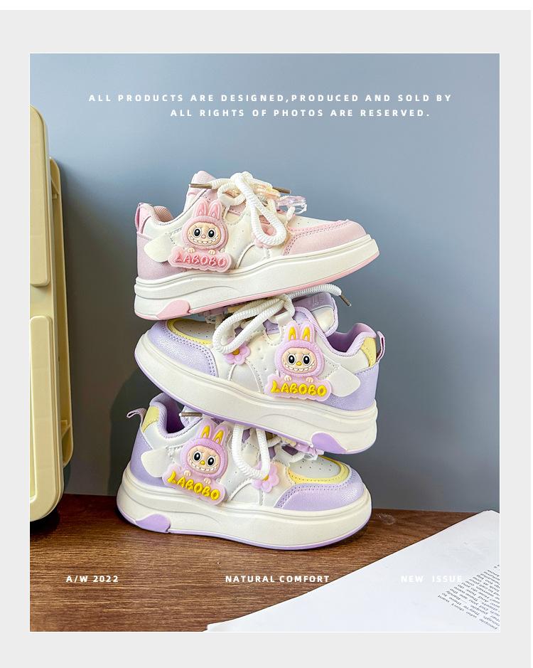 Girls Sports Shoes 2025 Spring and Autumn New Cartoon Cute Soft Sole Super Cute Girls Casual Shoes Children Board Shoes Thick Sole